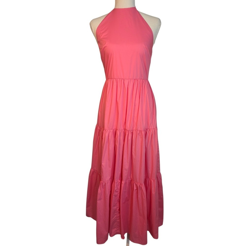 Glamorous London Pink Halter Maxi Dress NWT Tiered Summer Barbiecore US 6 - Picture 2 of 9